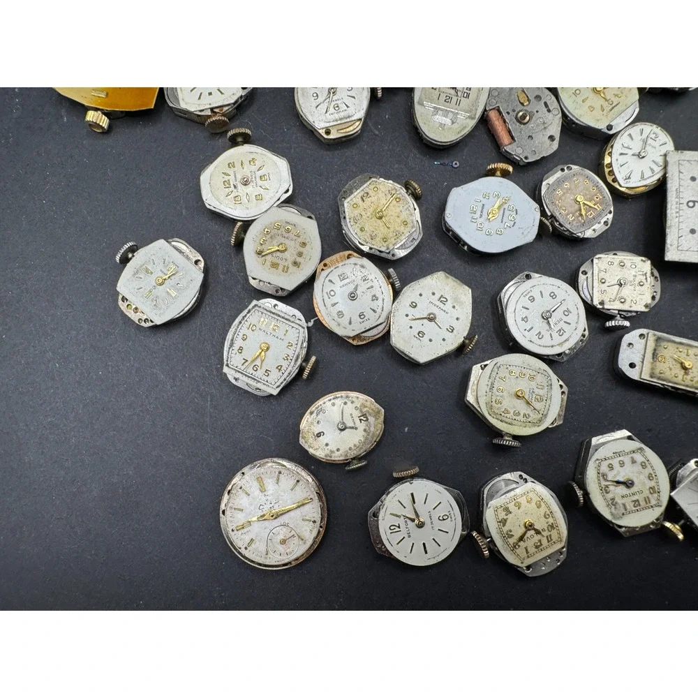 Vintage Rare Lot of 33 Automatic Movements Waltham Benrus Westfield Clinton
